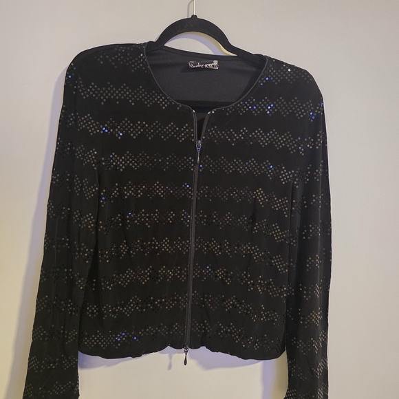 Joseph Ribkoff Jackets & Blazers - Joseph Ribkoff Black Sequin Zip-Up Jacket